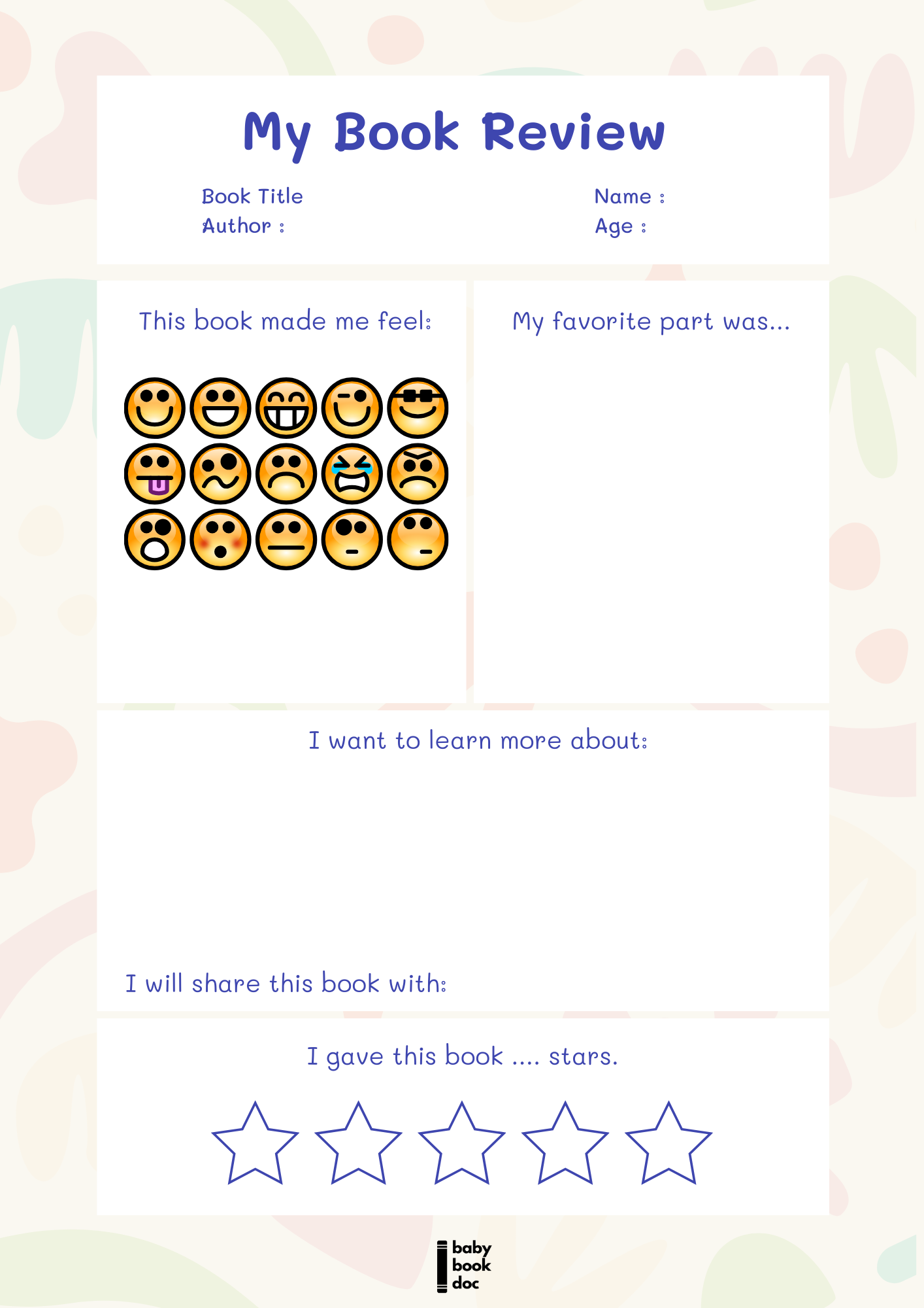 Free Reading Log / Book Review Template